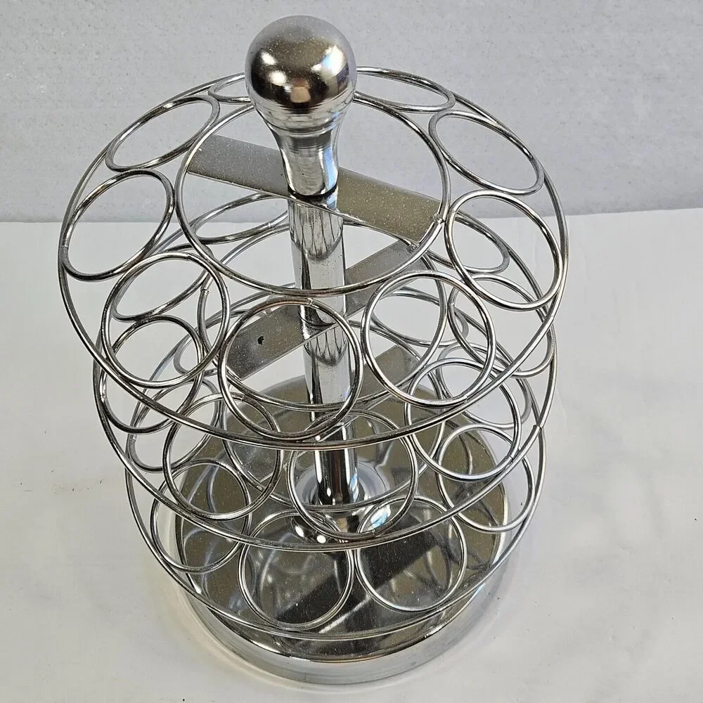27 K-cup Coffee Pod Holder Swivel Chrome Carousel Stand For Keurig Coffeemaker